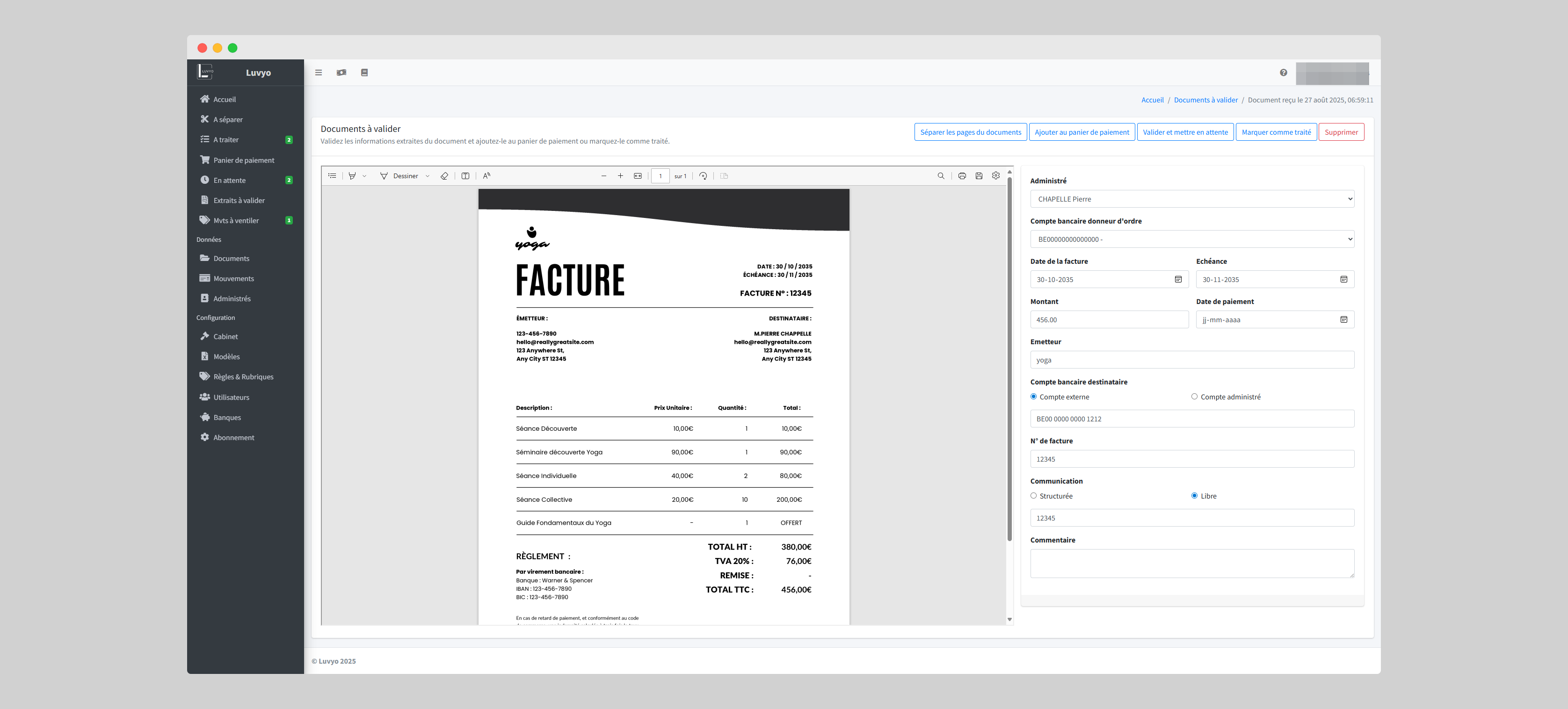 Image de numérisation de facture